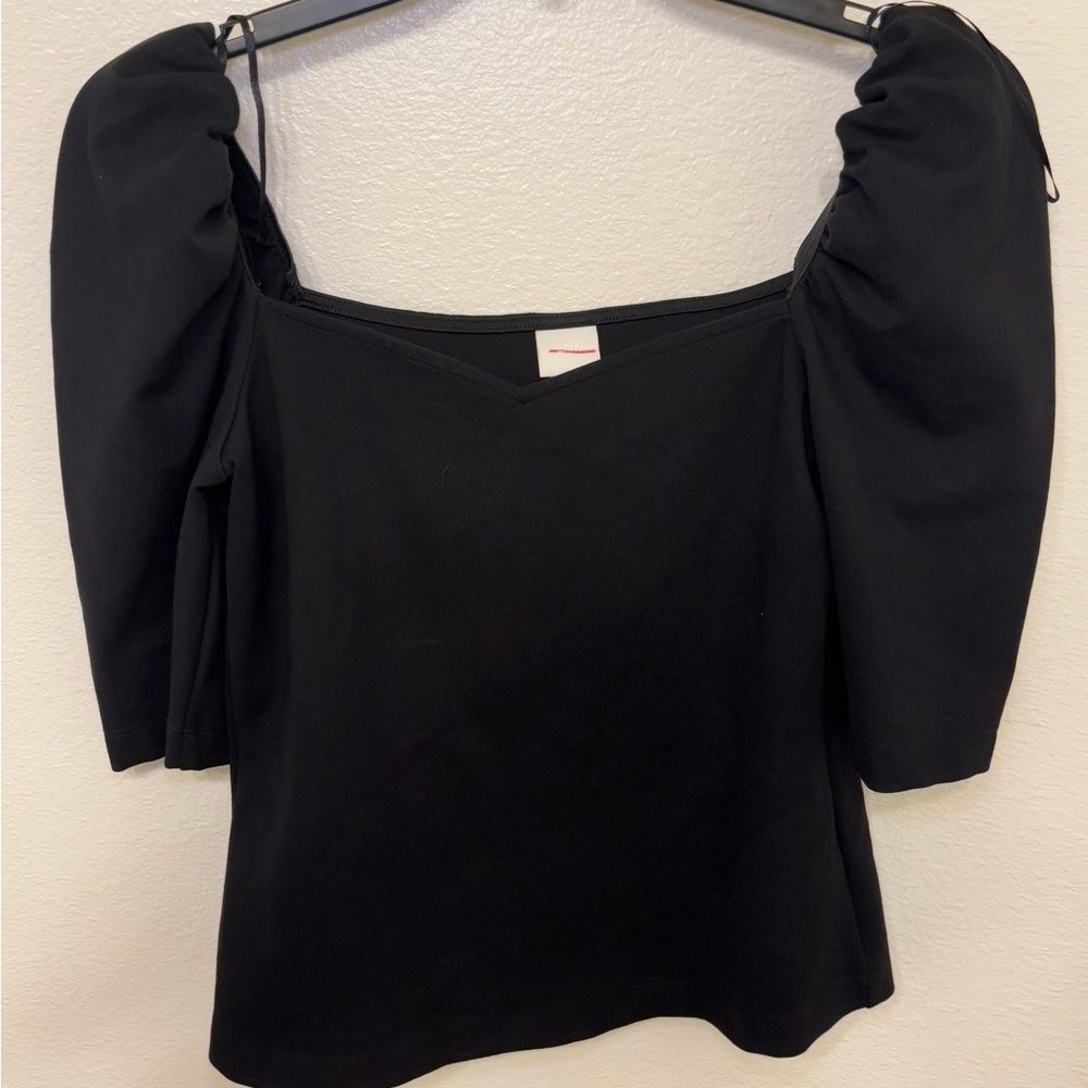 H&M Black minimalistic Puff Sleeve Blouse